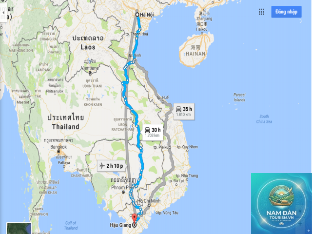 cách đi hậu giang