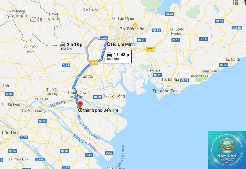 từ tphcm đi bến tre bao nhiêu km - Hình 3