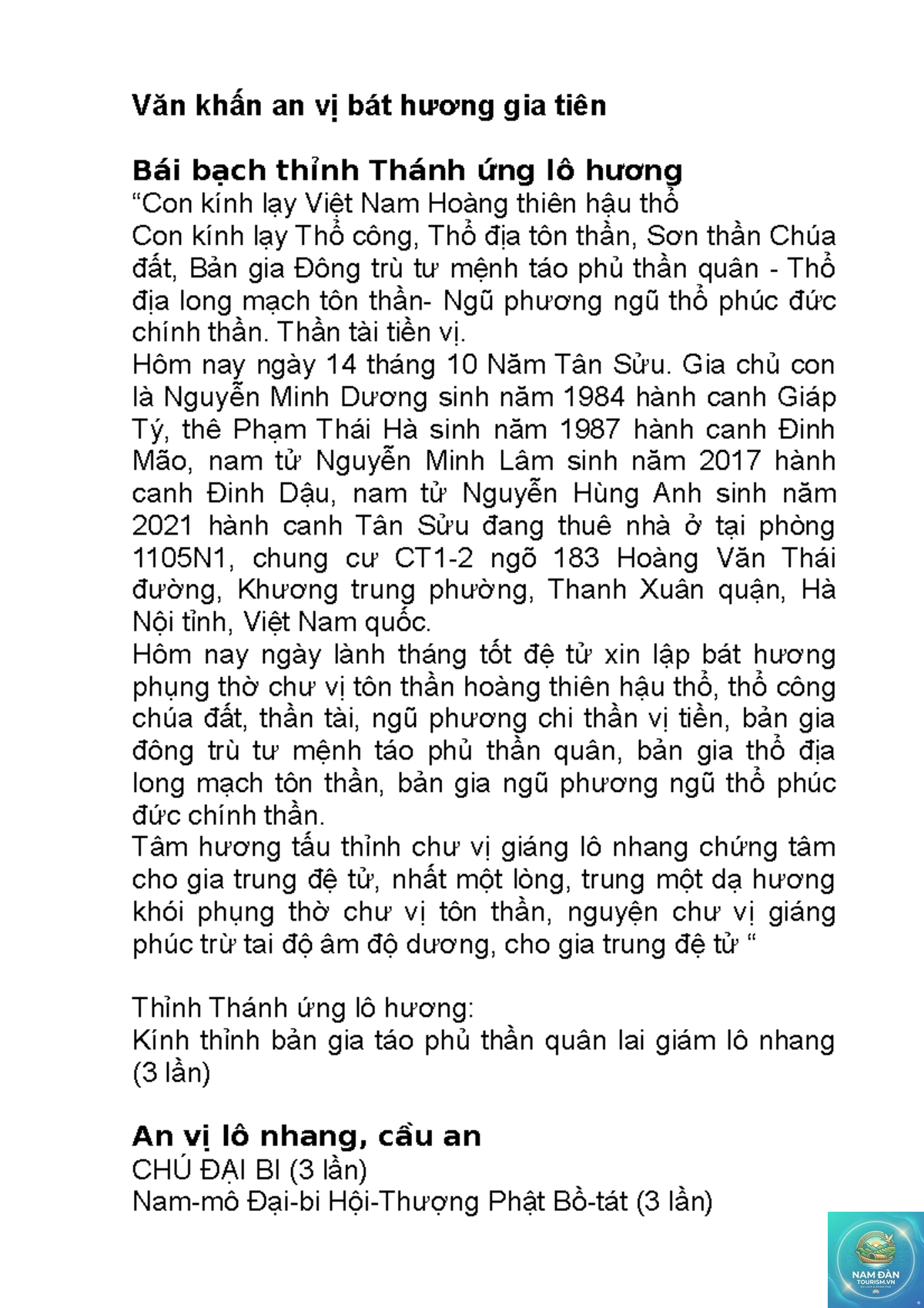 văn khấn an vị bát hương - Hình 1