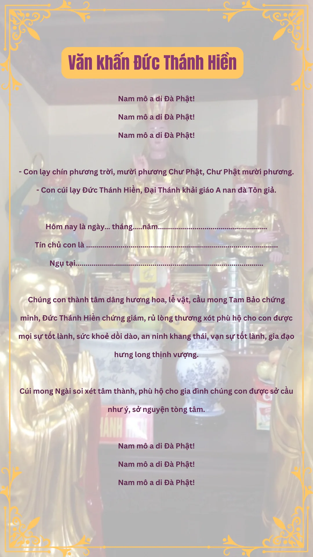 văn khấn ban thánh hiền - Hình 1
