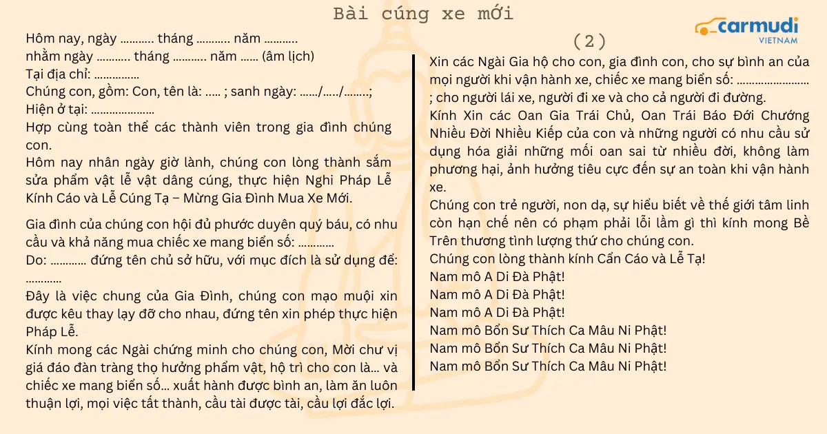 văn khấn cúng xe đầu năm - Hình 3