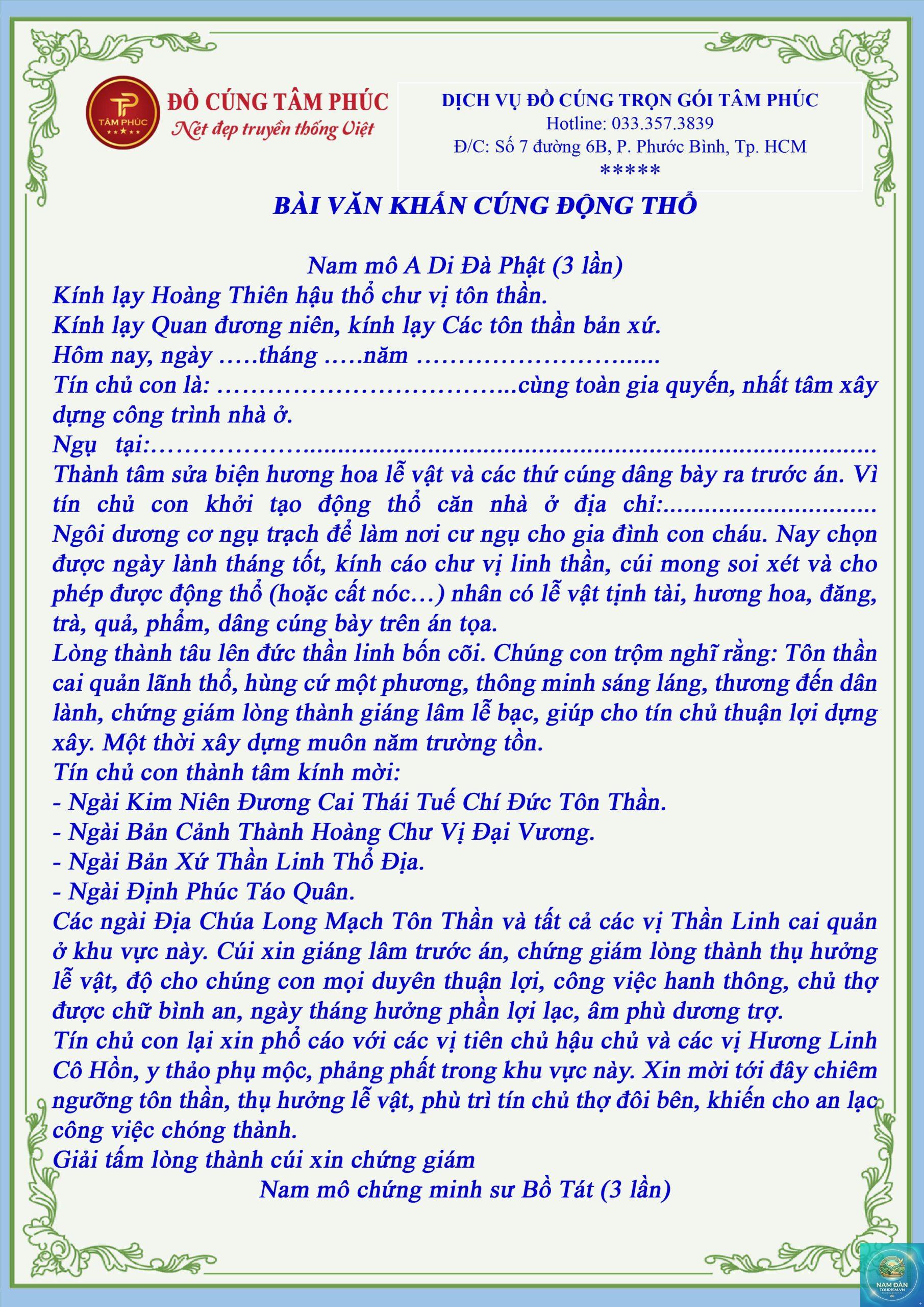 văn khấn động thổ công trình - Hình 1