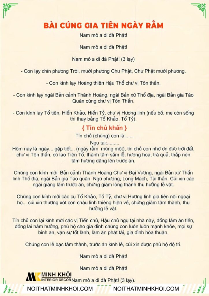 văn khấn gia tiên