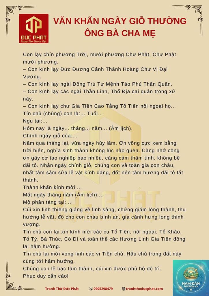 văn khấn gia tiên giỗ đầu