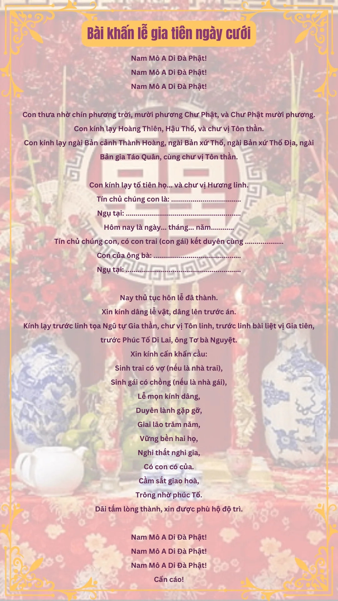 văn khấn gia tiên ngày cưới - Hình 2