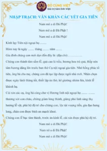 văn khấn gia tiên ngày tân gia