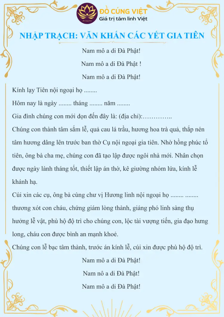 văn khấn gia tiên ngày tân gia - Hình 1
