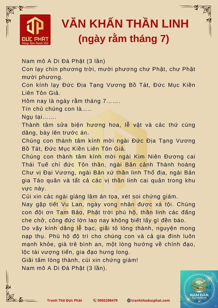 văn khấn gia tiên rằm tháng bảy
