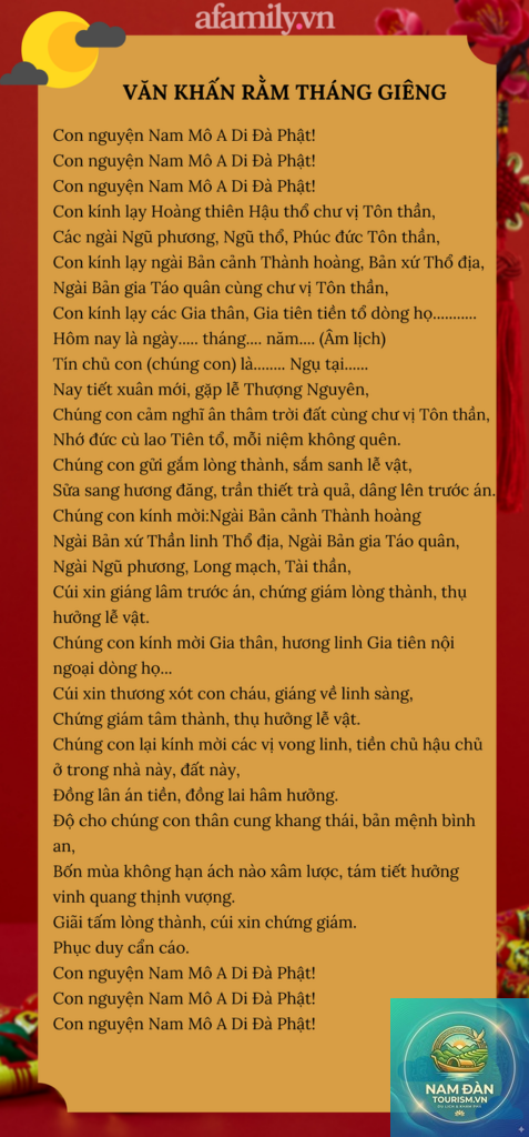 văn khấn gia tiên rằm tháng giêng
