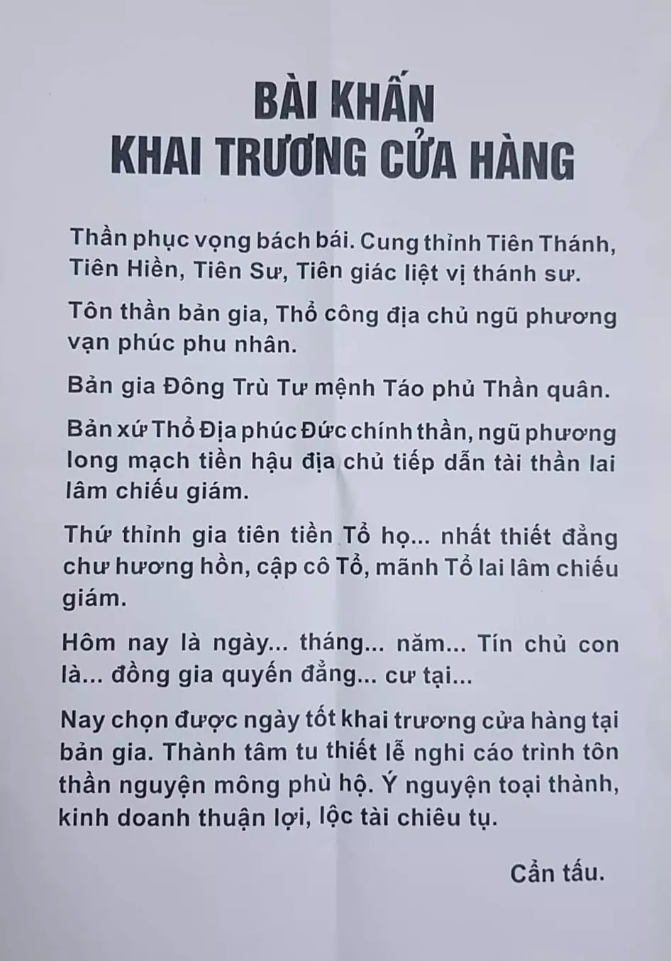 văn khấn khai trương chuẩn nhất - Hình 2
