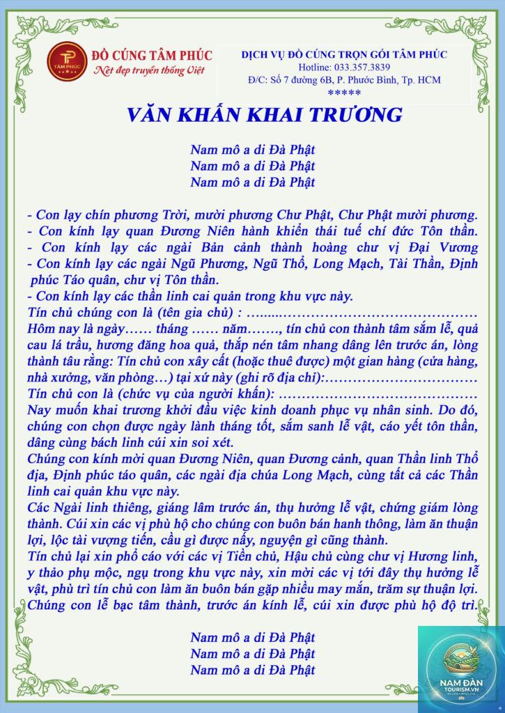 văn khấn khai trương quán ăn