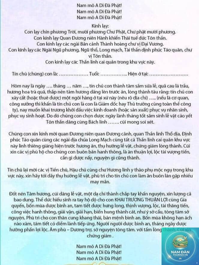 văn khấn khai trương spa