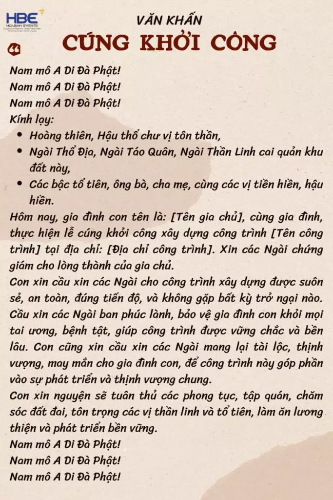 văn khấn khởi công xây dựng