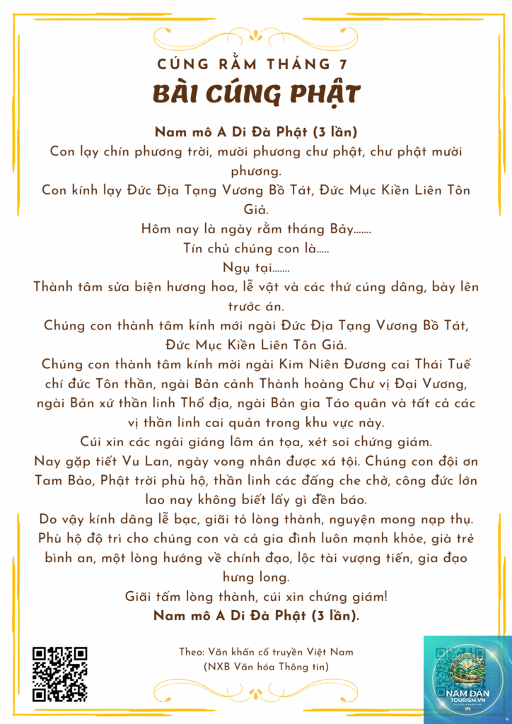 văn khấn lễ vu lan