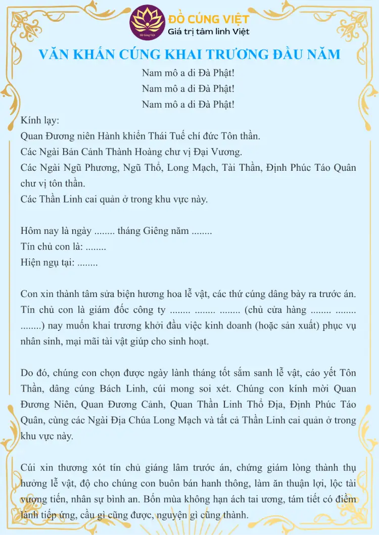 văn khấn mở hàng đầu năm - Hình 1