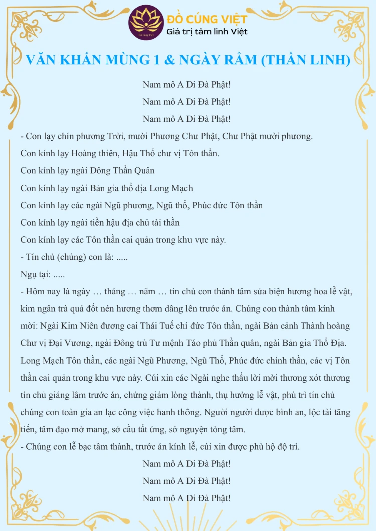 văn khấn ngày rằm thần linh - Hình 1