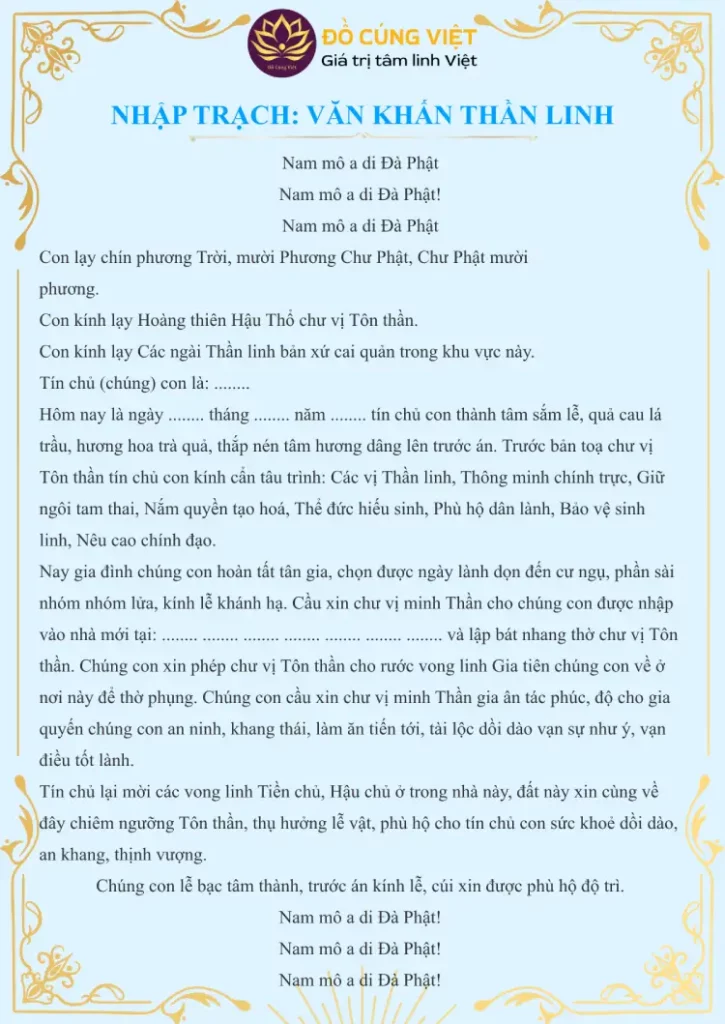 văn khấn nhập trạch theo tuổi