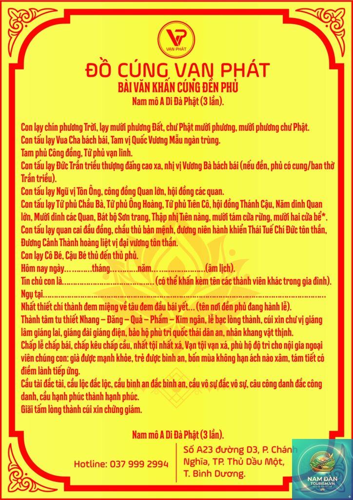 văn khấn phủ chuẩn nhất