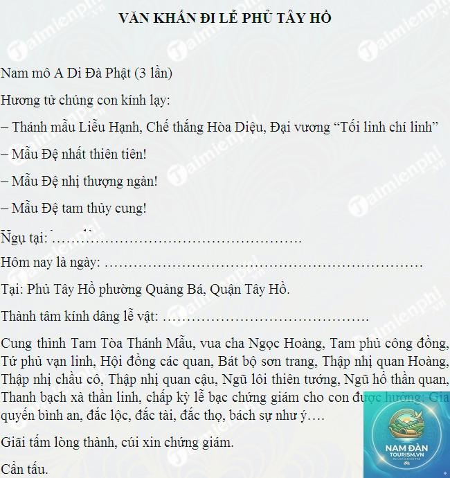 văn khấn phủ tây hồ - Hình 3