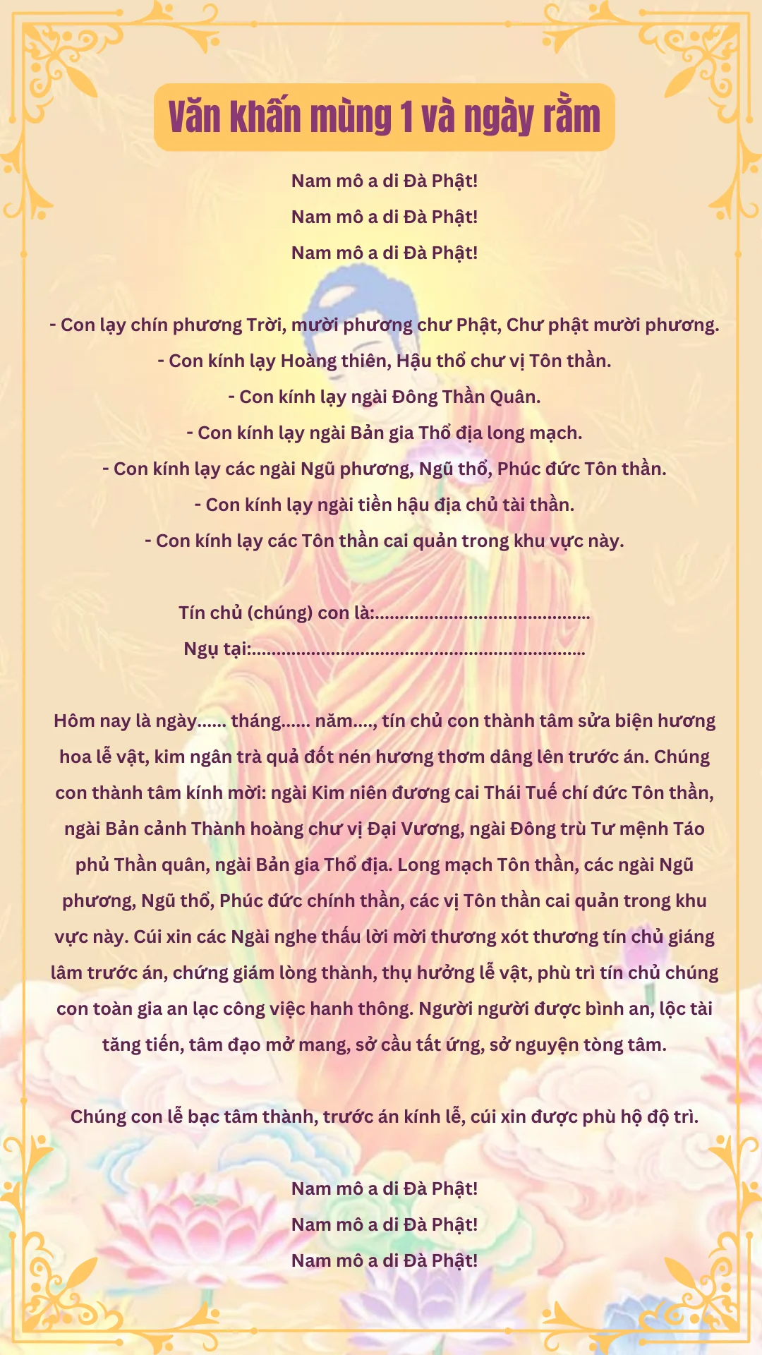 văn khấn tam bảo mùng 1 - Hình 1