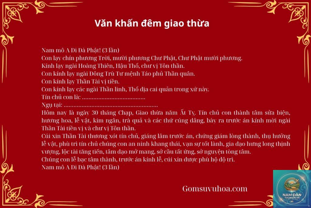 văn khấn thần linh giao thừa