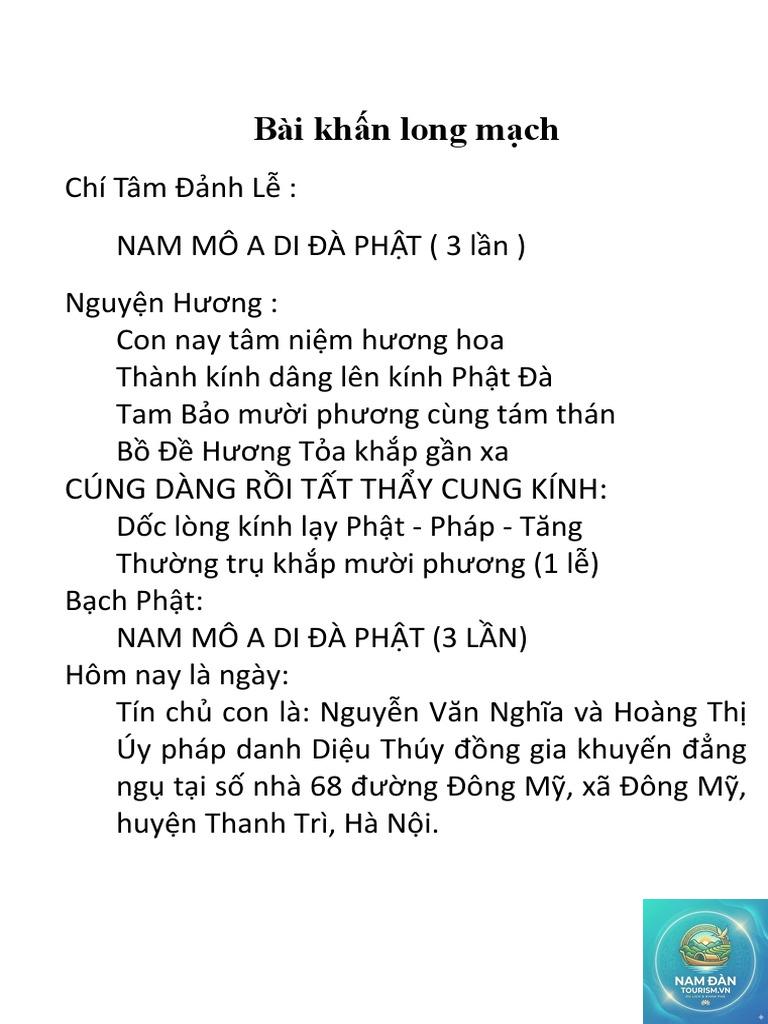 văn khấn thần linh long mạch
