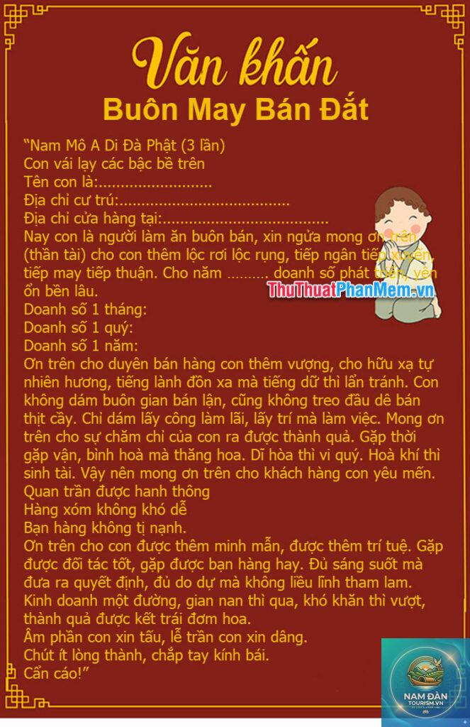 văn khấn thần tài cầu buôn may bán đắt