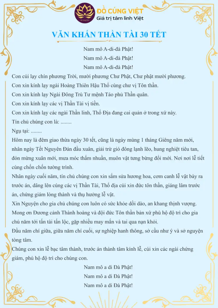 văn khấn thần tài cầu may mắn - Hình 2