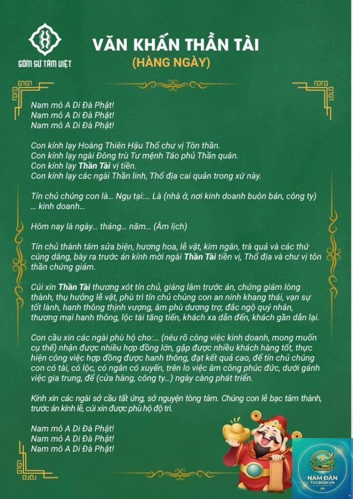 văn khấn thần tài kinh doanh