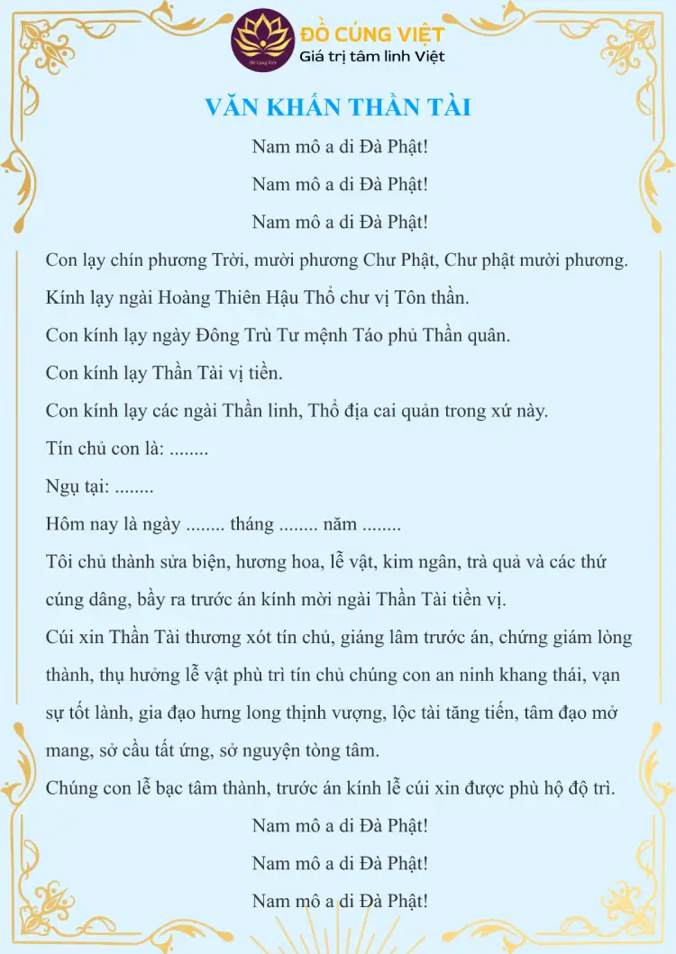 văn khấn thần tài mùng 1 - Hình 2