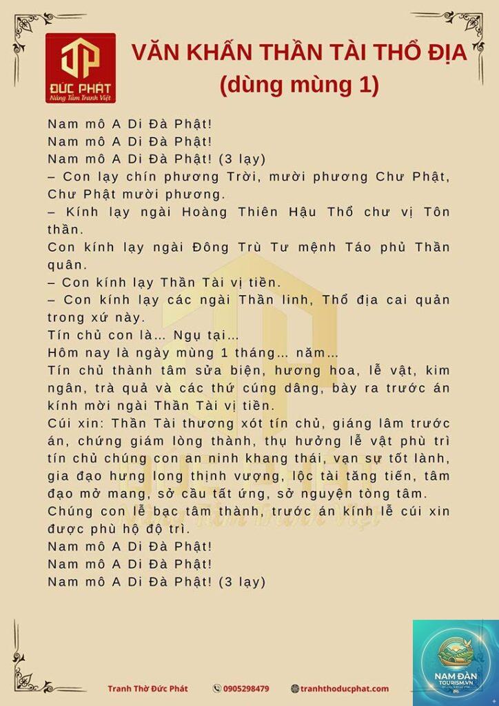 văn khấn thần tài mùng 1