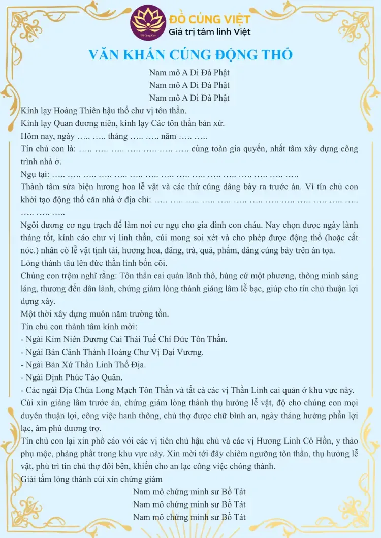 văn khấn thổ công động thổ - Hình 4