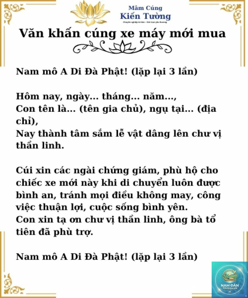 văn khấn xe máy mới mua