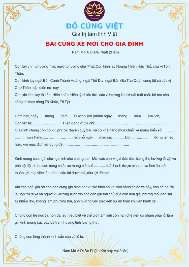 văn khấn xe ô tô mới mua - Hình 4